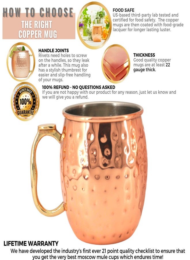 Kitchen Science Copper Moscow Mule Mug Gift Set - 4 Tarnish-Resistant 19 oz Mugs with Stainless Steel Interior, 4 Straws & Jigger - Ideal for Cocktails, Bars & Gifts - Image 5